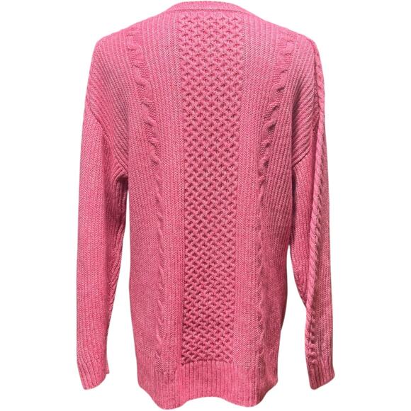 Cabi Elsa Oversized Cable Knit Sweater Pink Medium - Picture 5 of 7